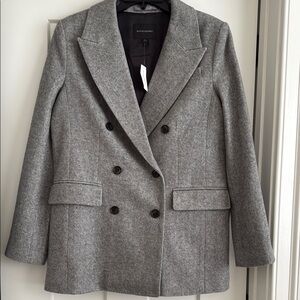 Banana Republic Gray Blazer houndstooth Wool-Blend Structured